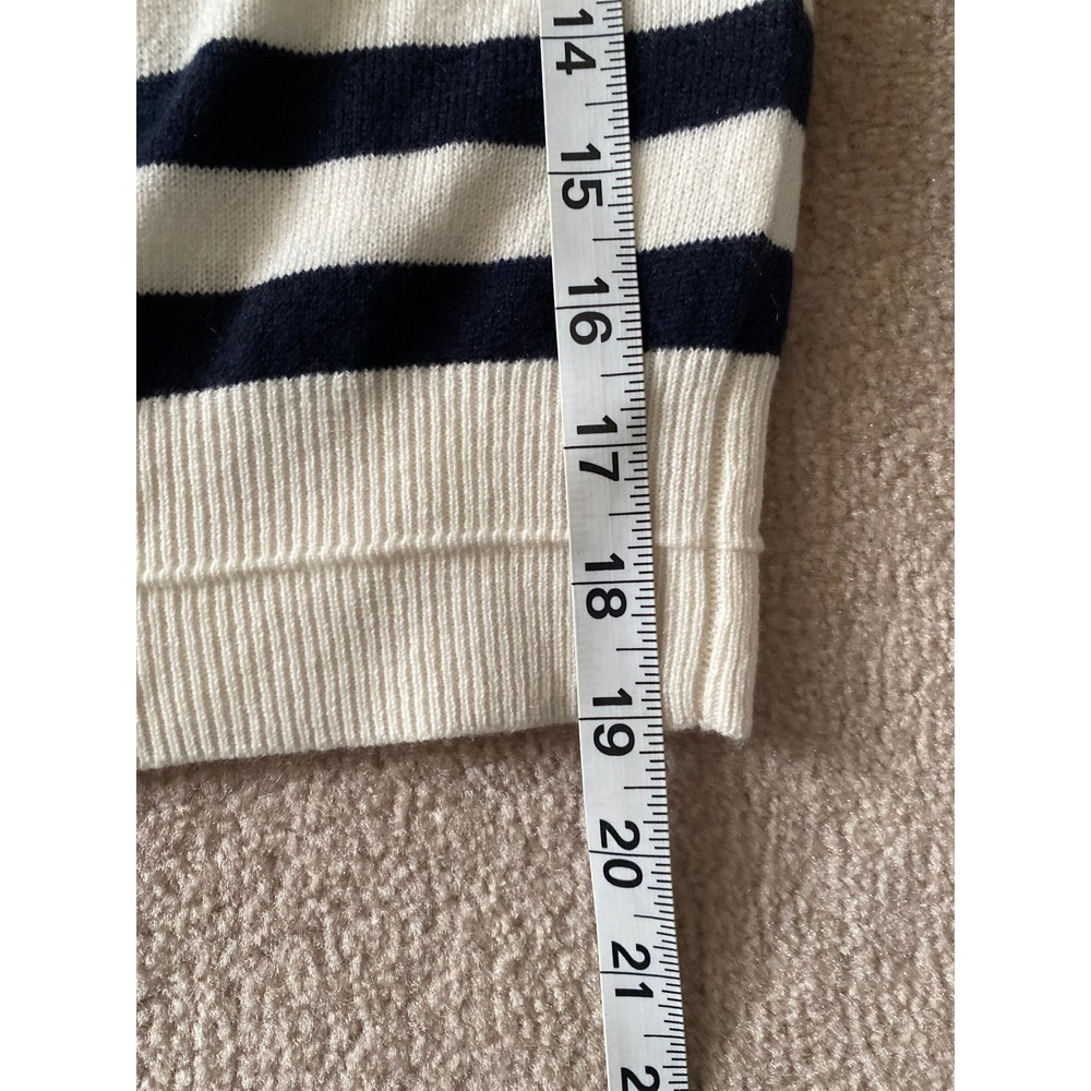 Madewell Relaxed Sweater Tee Women XS Ivory Navy Stripe 100% Cashmere Nautical - Picture 7 of 7